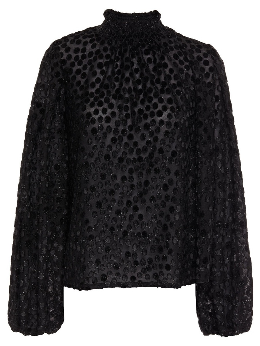 MAJE Leine Shirred‎ Metallic Devoré-Velvet Blouse Size 1/Small